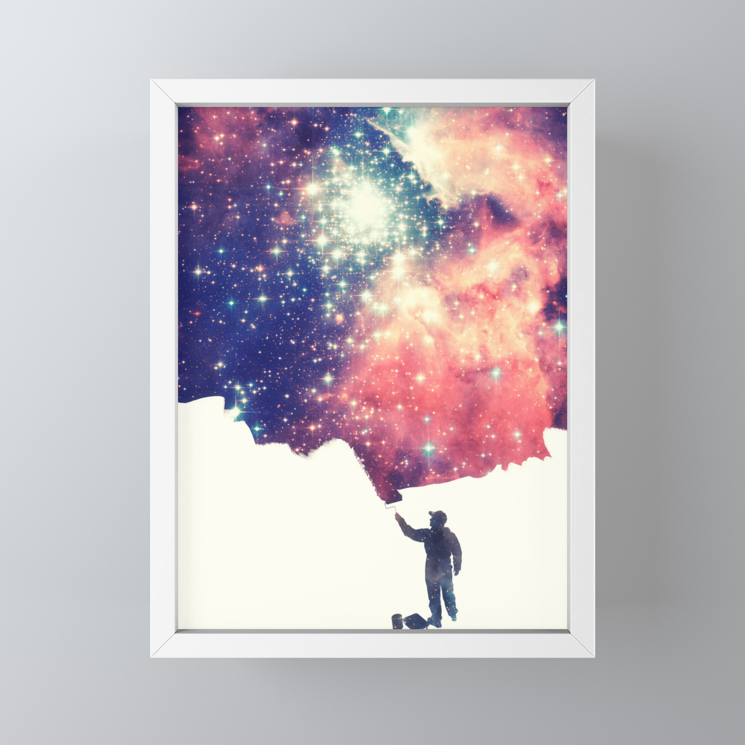 Painting The Universe Colorful Negative Space Art Framed Mini