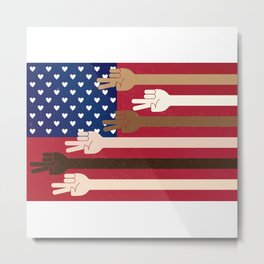 United Together Metal Print | Equality, Vector, America, United, Harmony, Resistance, Peace, Graphicdesign, Flag, Respect 