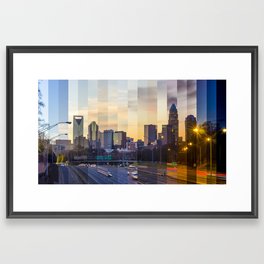 Charlotte Sunset Framed Art Print | Sunset, Urban, Buildings, Color, Collage, City, Digital, Photo, Charlotte, Long Exposure 