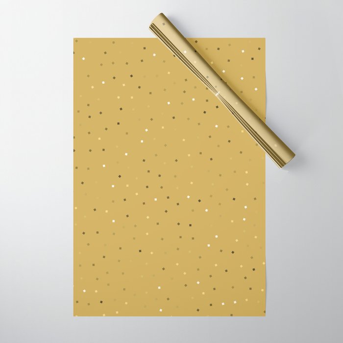 Simple Christmas seamless pattern Golden Confetti on Yellow Gold Background Wrapping Paper