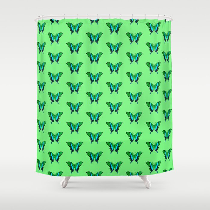 Swallowtail Butterfly in Green, Turquoise & Black Shower Curtain