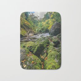 Fairy Glen Snowdonia Bath Mat | Fall, Color, Autumn, Northwales, Long Exposure, Digital, Moss, Gorge, Wales, Snowdonia 