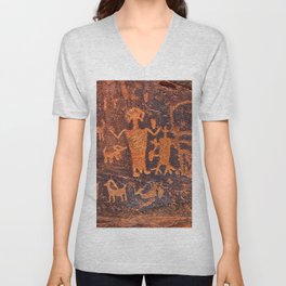 Indian art, petroglyph. V Neck T Shirt