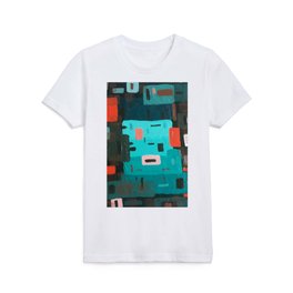 Teal Rectangle Face Kids T Shirt
