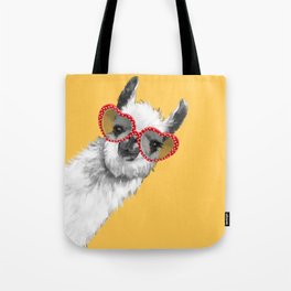 Fashion Hipster Llama with Glasses Tote Bag