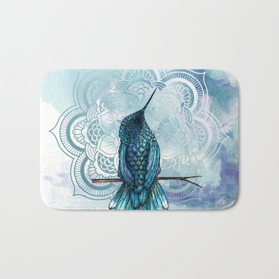 Aquarela hummingbird Bath Mat