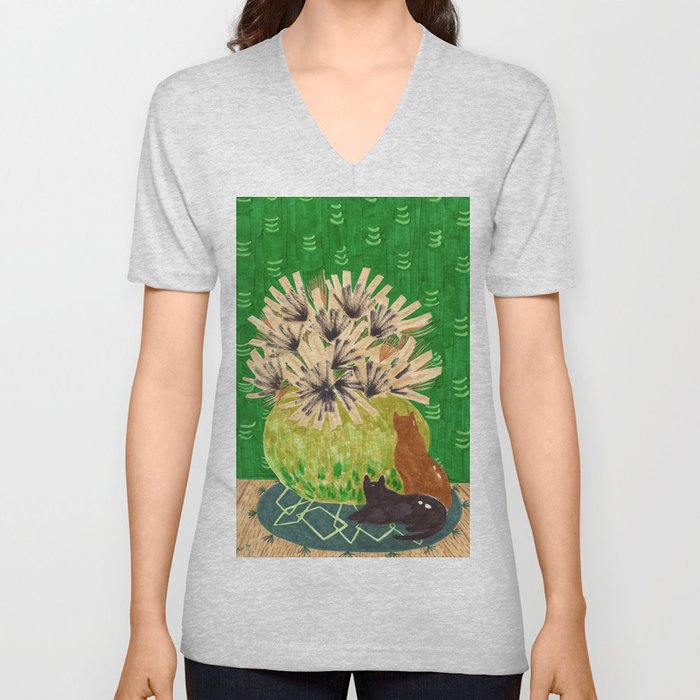 Chartreuse Vase drawing by Amanda Laurel Atkins V Neck T Shirt