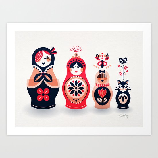 Russian Nesting Dolls – Hot Pink Art Print