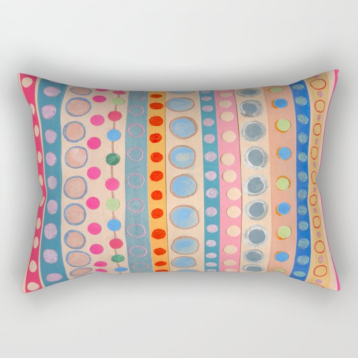 Multi Dots and Stripes Pastel Rectangular Pillow