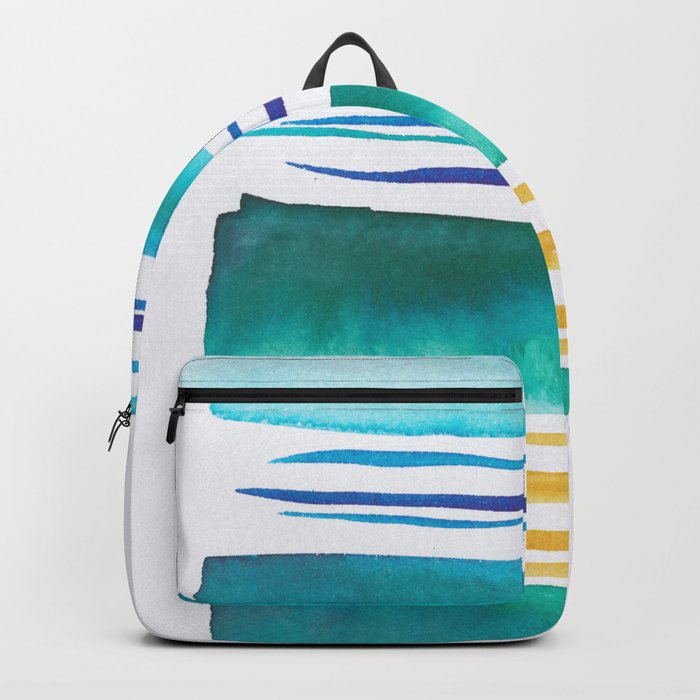 14   |181026 Lines & Color Block | Watercolor Abstract | Modern Watercolor Art Backpack