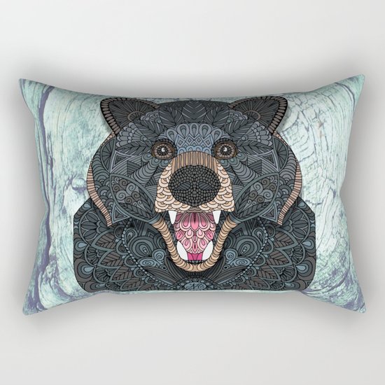Ornate Black Bear Rectangular Pillow