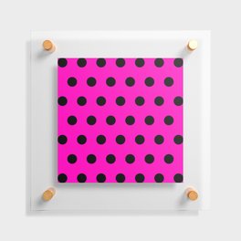 Hot Pink and Black Polka Dots Floating Acrylic Print
