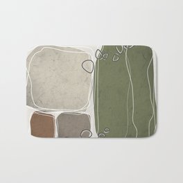 Retro Block Design in Sage Green and Neutral Bath Mat | Scandinavian, Green, Pattern, Blocks, Abstract, Design, Simplydesignart, Colorpalette, Interior, Trend 