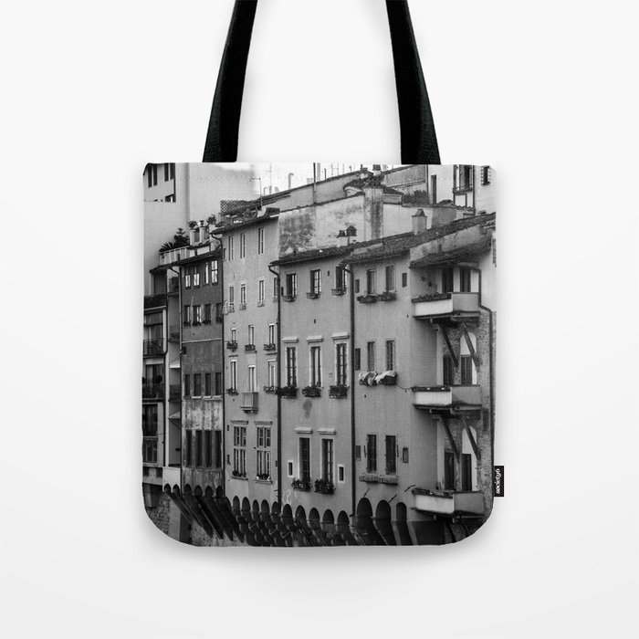 Homes at the Arno in B+W  |  Travel Photography Tote Bag