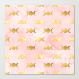 celestial moon in pink and gold Canvas Print