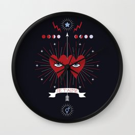 Je t'aime Wall Clock | Graphicdesign, Red, Couple, Devil, Eye, Stars, Heart, Minimal, Boy, Moon 