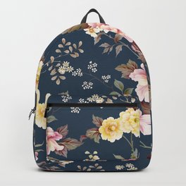 Tropical vintage red hibiscus flower, seamless pattern Backpack
