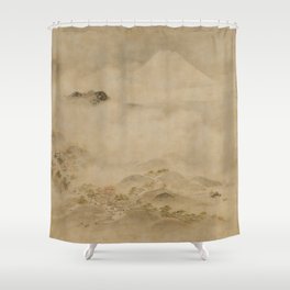 Japanese Edo Period Landscape Scroll of Mount Fuji - Kano Tanyu Shower Curtain