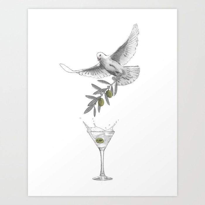 Dove, olive, drinks. Art Print