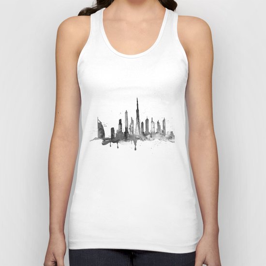 Dubai, black and white art Unisex Tank Top