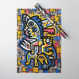 Graffiti Street Art Remix Composition Mondrian  Wrapping Paper