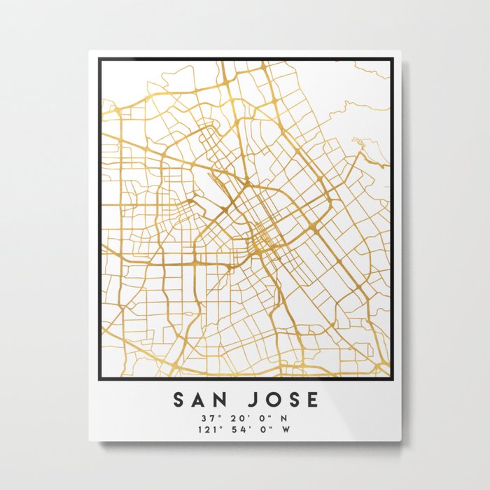 SAN JOSE CALIFORNIA CITY STREET MAP ART Metal Print
