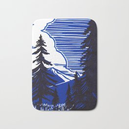Breckenridge Bath Mat | Blockprint, Colorado, Pine, Reductionprint, Hiking, Printmaking, Drawing, Nature, Mountains, Breckenridge 