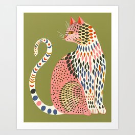 Whimiscal Abstract Cat Illustration Art Print