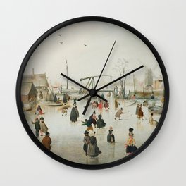Ice-skating in a Village  Wall Clock