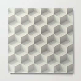 Gray abstract pattern isometric cubes with light and shadow. Vintage retro realistic 3d minimal geometric shape wall background. Eps 10 paper art texture illustration. Fabric squares print Metal Print