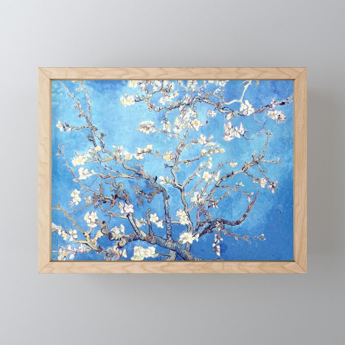 Vincent Van Gogh Almond Blossoms. Sky Blue Framed Mini Art Print