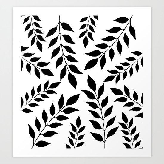 Black Leaves Pattern Art Print