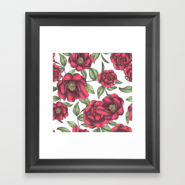 Blooming Camellias Framed Art Print