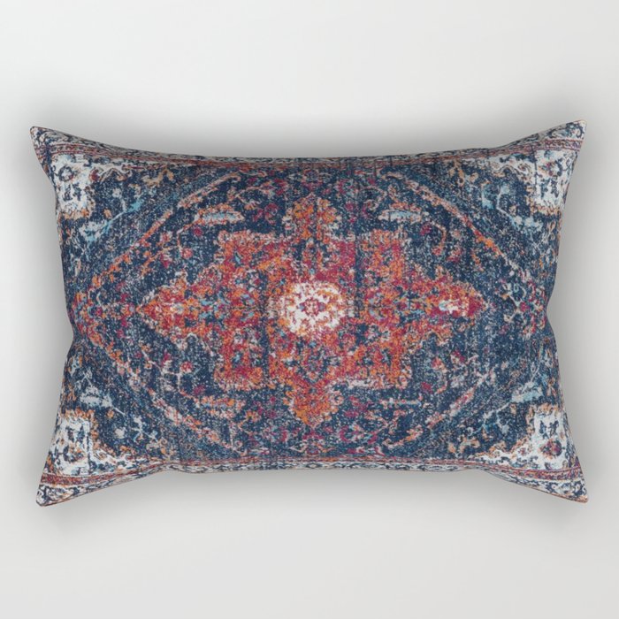 Persian blue and red retro rug Rectangular Pillow