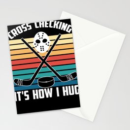 Ice Hockey Player Design Cross Checking It'S How I Hug Stationery Card