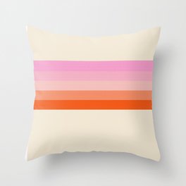 Pink 70s Retro Stripes Throw Pillow