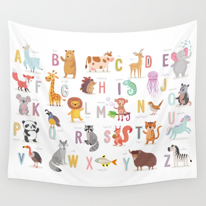 Animal Alphabet Wall Tapestry by We Are Live Society6