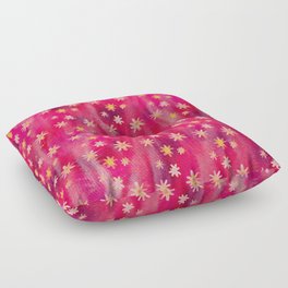 Floral/Space Abstract Watercolor | Vintage (Ruby Red) Floor Pillow