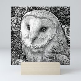 Barn Owl in Flowers Mini Art Print