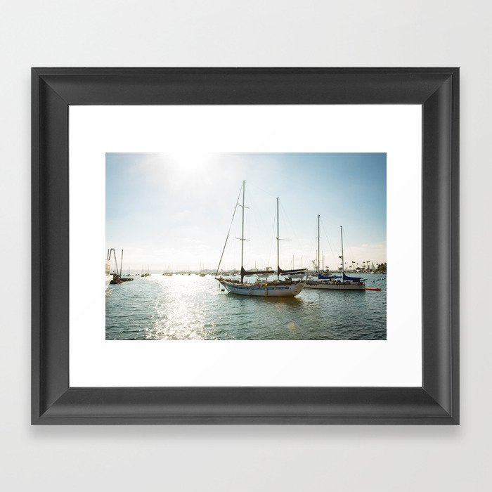 Sail Boat on San Diego Waterfront Framed Art Print