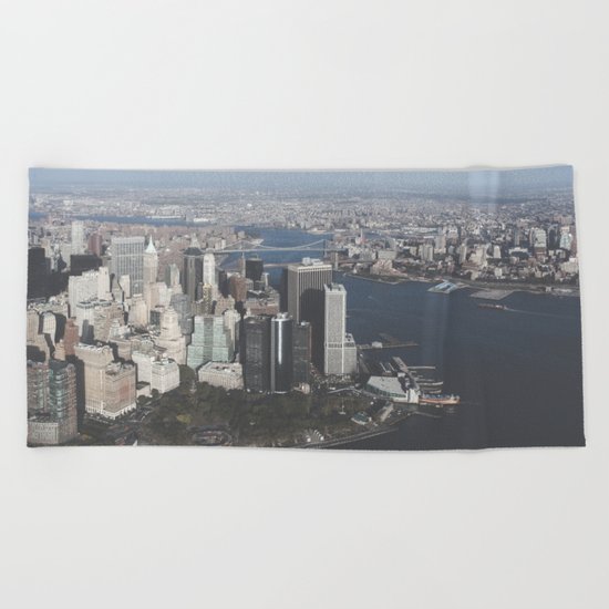 NYC Downtown Aerial Beach Towel