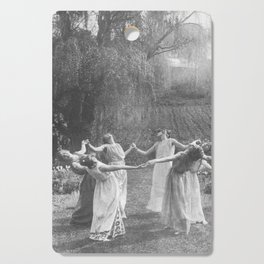 Circle Of Witches Vintage Women Dancing Black And White Cutting Board