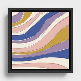 Abstract aesthetic contemporary hand drawn illustration print, organic waves Framed Canvas