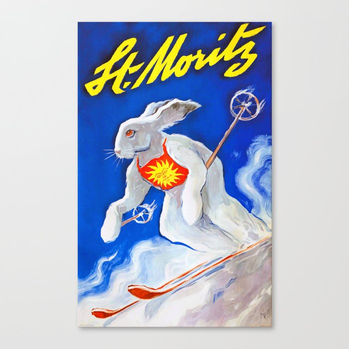 St Moritz - Vintage Swiss Ski Poster Canvas Print