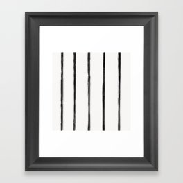 form blocs | skinny strokes vertical | black on off white Framed Art Print