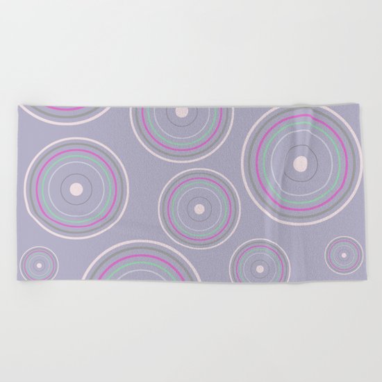CONCENTRIC CIRCLES IN BLUE (abstract pattern) Beach Towel