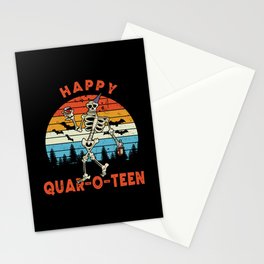 Happy Quarantine Halloween Funny Skeleton Stationery Card
