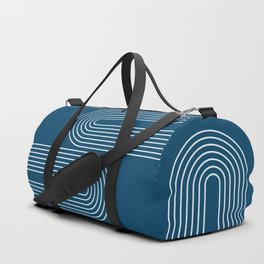 Geometric Lines Rainbow 7 in Midnight Blue Duffle Bag
