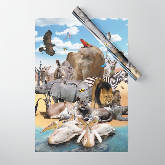 Desert African Animal Animals Group Scene Wrapping Paper