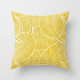 Zebra Palm Hawaiian Tropical  -Sulfur Yellow Throw Pillow